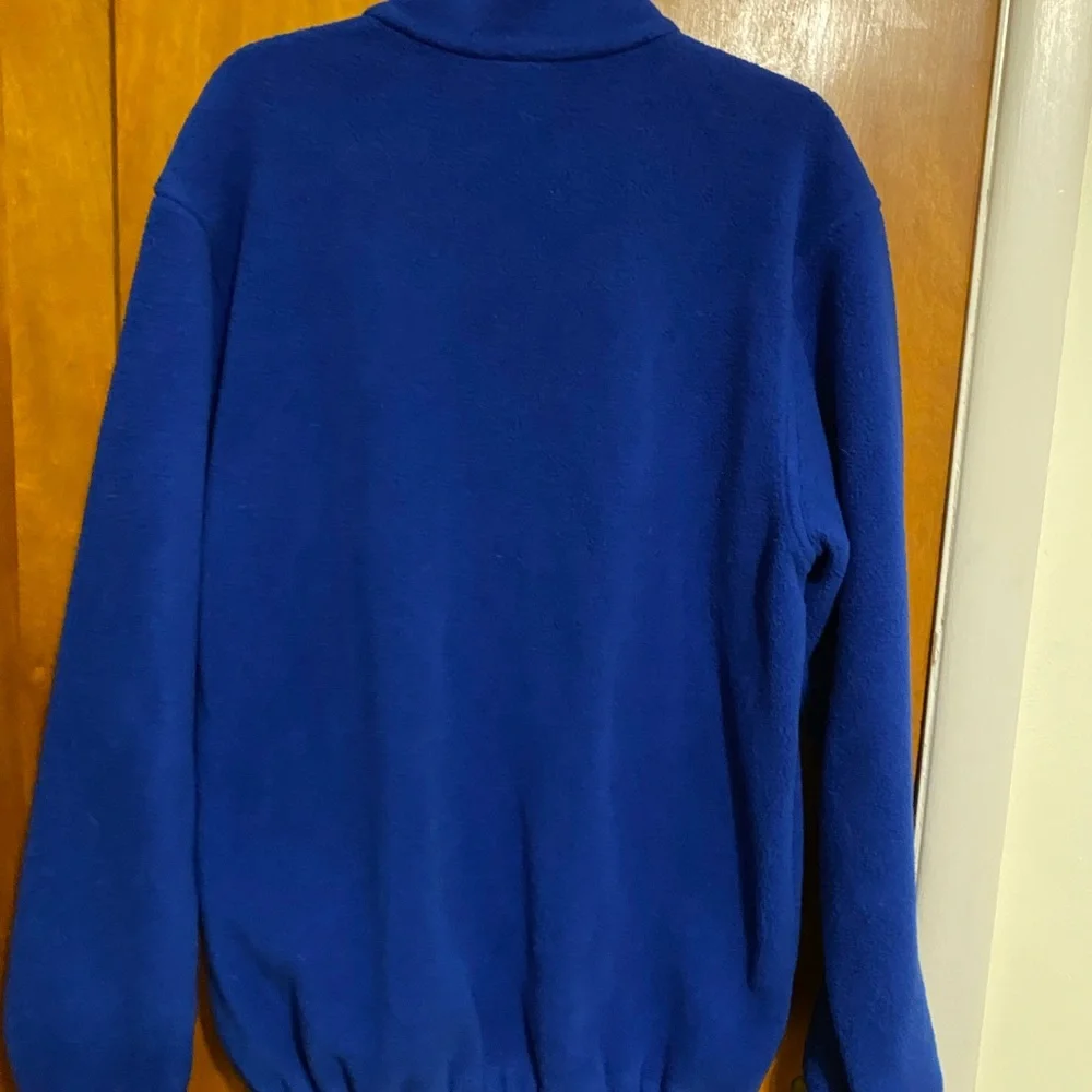 Land Ends Men Athletic Blue Fleece Zip-Up Long Sleeve Elastic Cuff Jacket, Sz L